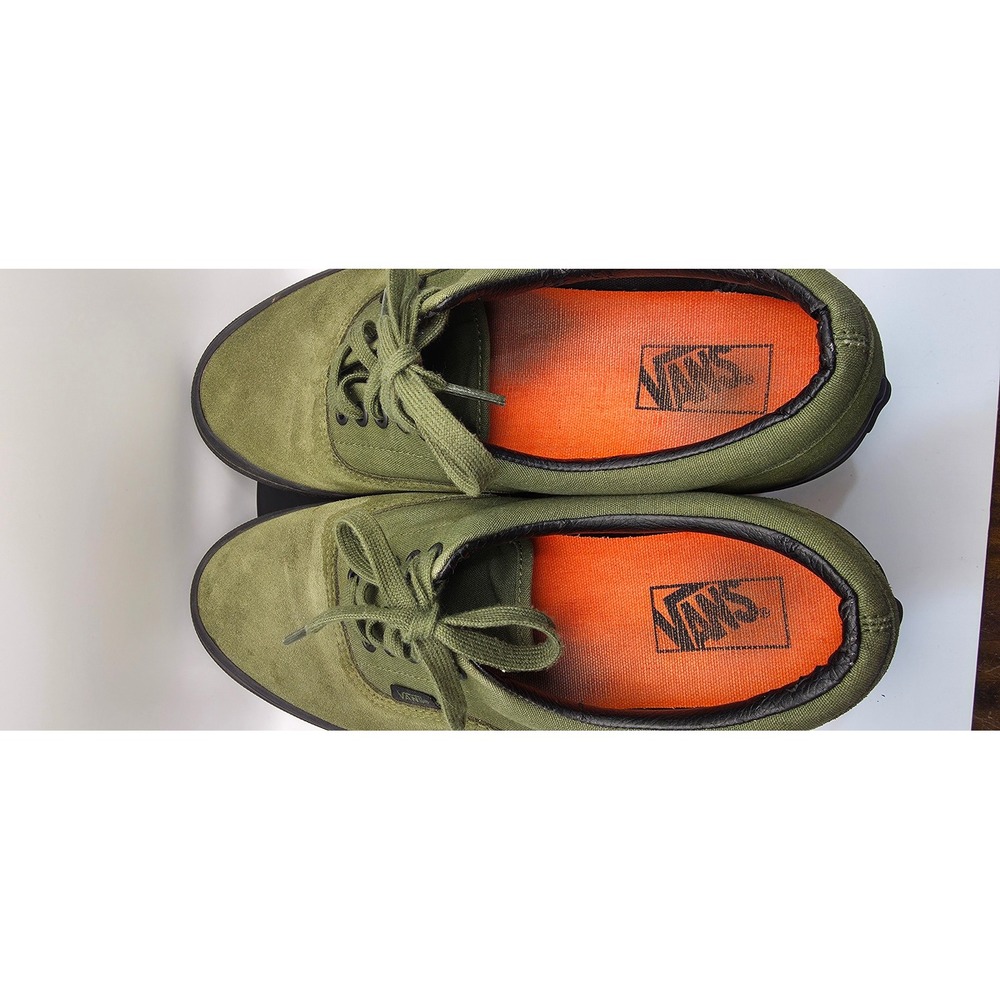 Vans Era Olive Green Suede Canvas Low Top Sneakers Mens 10 Black Sole Gum Waffle - Picture 4 of 8
